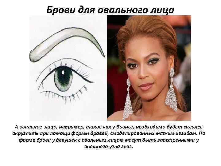 Брови для овального лица А овальное лицо, например, такое как у Бьонсе, необходимо будет