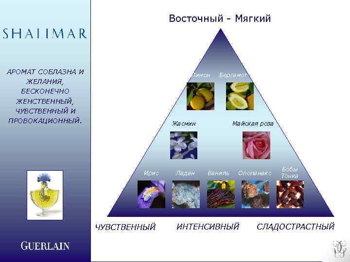 Восточный - Мягкий АРОМАТ СОБЛАЗНА И ЖЕЛАНИЯ, БЕСКОНЕЧНО ЖЕНСТВЕННЫЙ, ЧУВСТВЕННЫЙ И ПРОВОКАЦИОННЫЙ. Лимон Бергамот