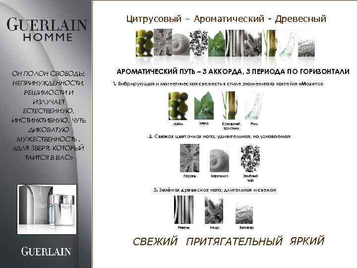 Цитрусовый – Ароматический - Древесный ОН ПОЛОН СВОБОДЫ, НЕПРИНУЖДЁННОСТИ, РЕШИМОСТИ И ИЗЛУЧАЕТ ЕСТЕСТВЕННУЮ, ИНСТИНКТИВНУЮ,