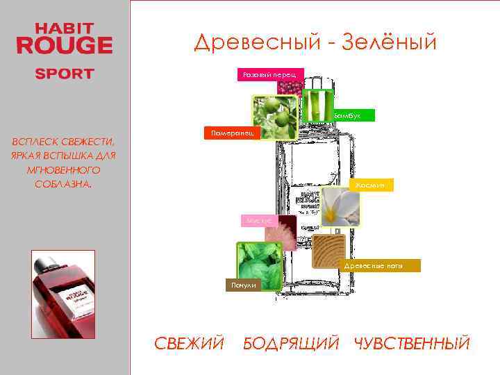 Древесный - Зелёный Розовый перец Бамбук ВСПЛЕСК СВЕЖЕСТИ, ЯРКАЯ ВСПЫШКА ДЛЯ МГНОВЕННОГО СОБЛАЗНА. Померанец