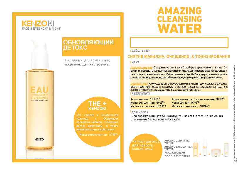 Первая мицеллярная вода, поднимающая настроение! ДЕЙСТВИЕ? СНЯТИЕ МАКИЯЖА, ОЧИЩЕНИЕ & ТОНИЗИРОВАНИЕ КАК? Экстракт имбиря!