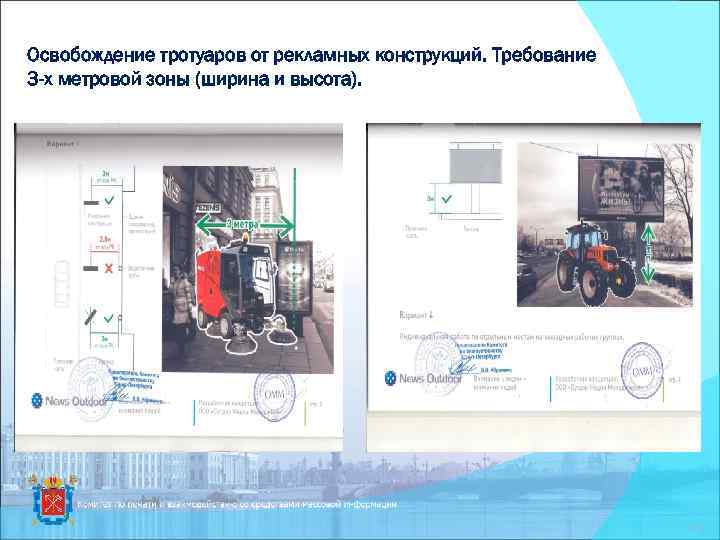 Освобождение тротуаров от рекламных конструкций. Требование 3 -х метровой зоны (ширина и высота). 11
