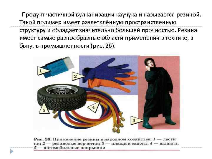  Продукт частичной вулканизации каучука и называется резиной. Такой полимер имеет разветвлённую пространственную структуру