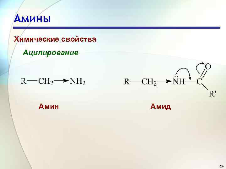 Амины Химические свойства Ацилирование Амин Амид 26 