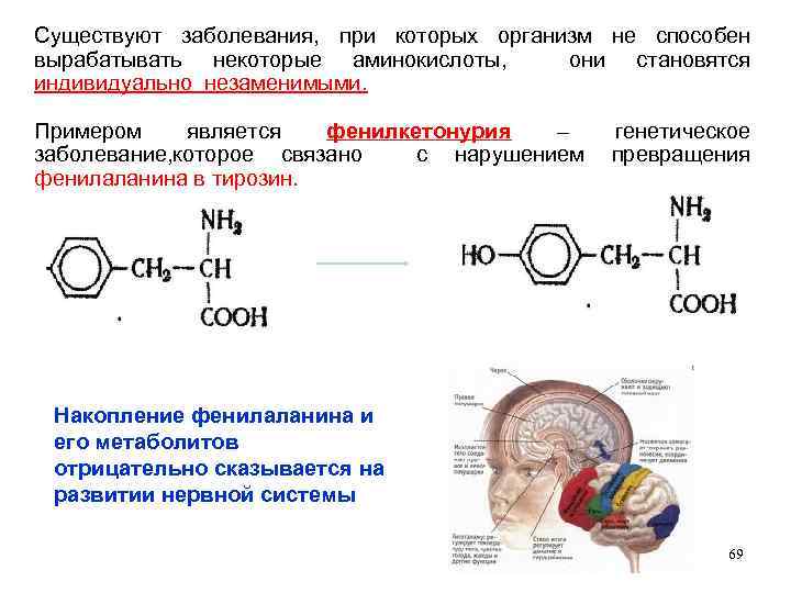 Существуют заболевания, при которых организм не способен вырабатывать некоторые аминокислоты, они становятся индивидуально незаменимыми.