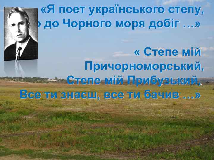  «Я поет українського степу, що до Чорного моря добіг …» « Степе мій