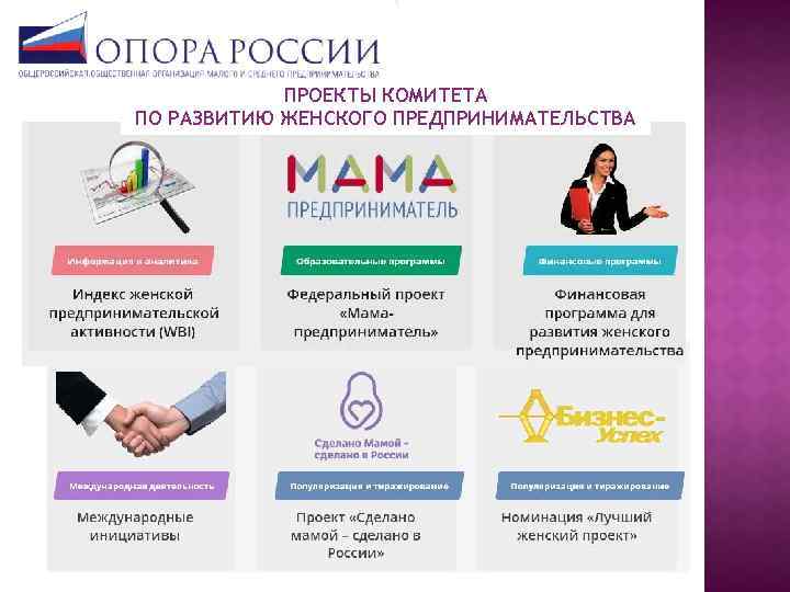 ПРОЕКТЫ КОМИТЕТА ПО РАЗВИТИЮ ЖЕНСКОГО ПРЕДПРИНИМАТЕЛЬСТВА 