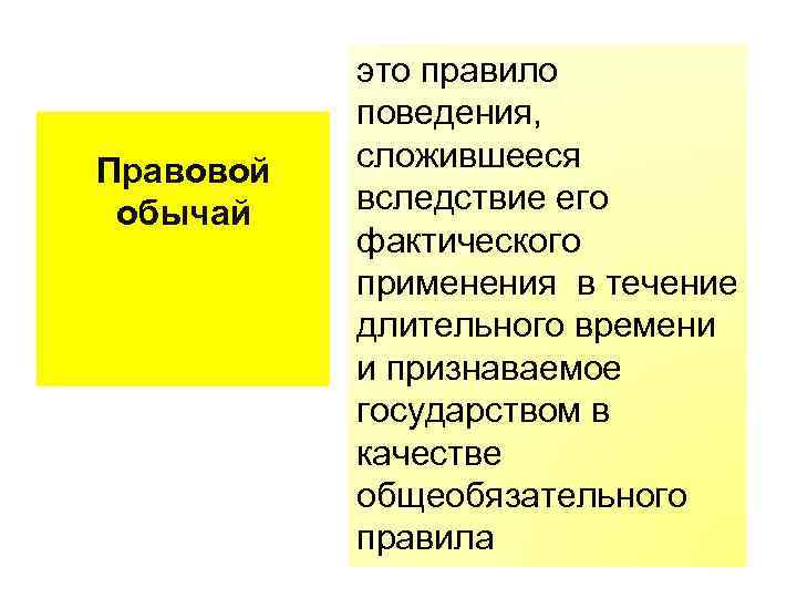 Правовой обычай это правило поведения, сложившееся вследствие его фактического применения в течение длительного времени