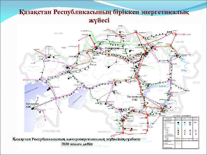 Қазақстан Республикасының біріккен энергетикалық жүйесі Қазақстан Республикасының электрэнергетикалық жүйесінің сұлбасы Рисунок 1 – Схема