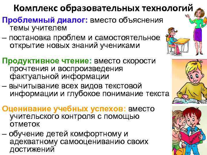 Комплекс образовательных технологий Проблемный диалог: вместо объяснения темы учителем – постановка проблем и самостоятельное