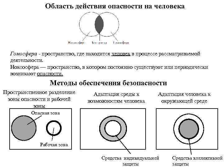 Область действия опасности на человека Гомосфера - пространство, где находится человек в процессе рассматриваемой