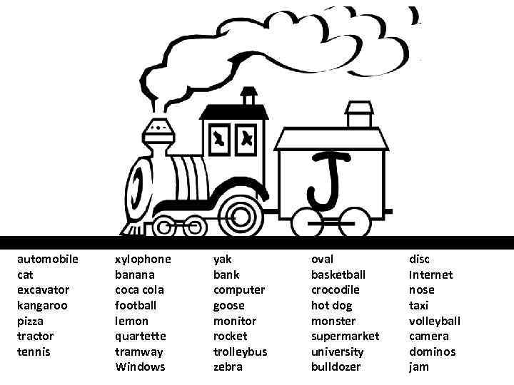 automobile cat excavator kangaroo pizza tractor tennis xylophone banana coca cola football lemon quartette