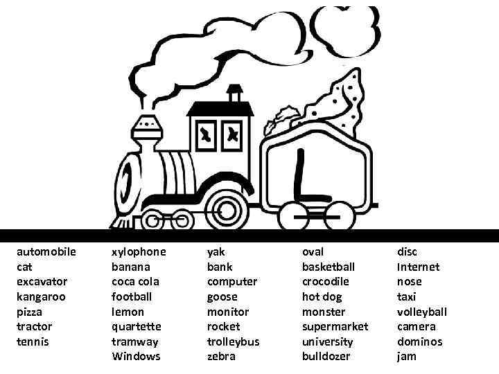 automobile cat excavator kangaroo pizza tractor tennis xylophone banana coca cola football lemon quartette