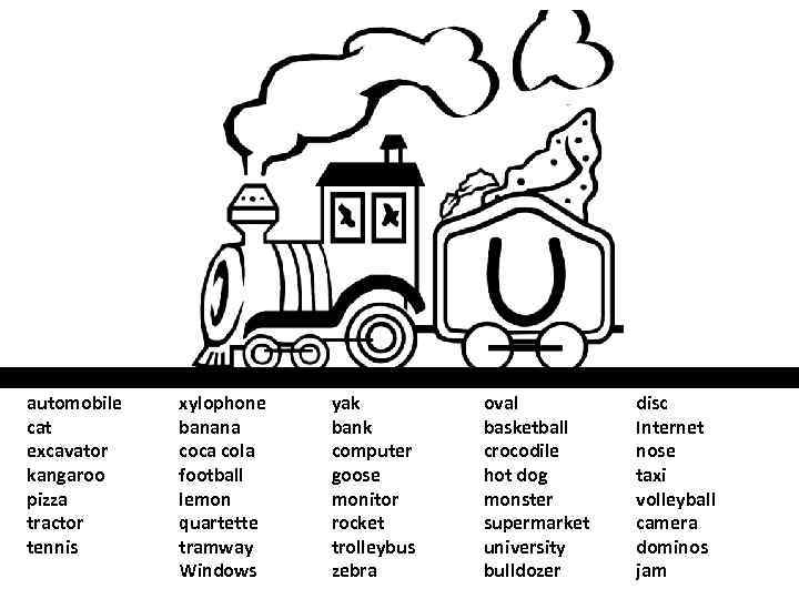 automobile cat excavator kangaroo pizza tractor tennis xylophone banana coca cola football lemon quartette