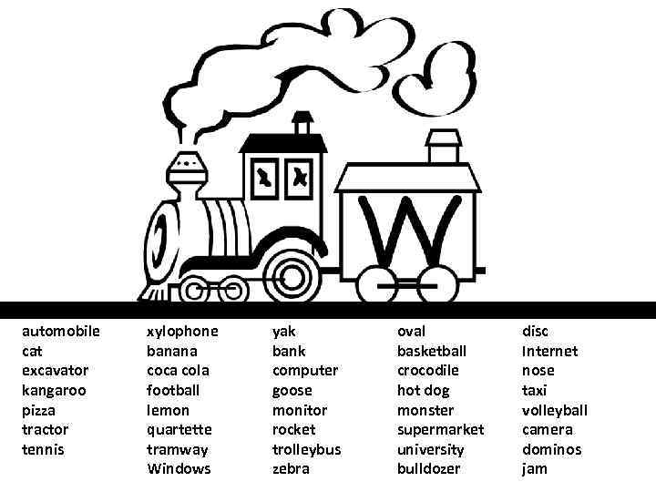 automobile cat excavator kangaroo pizza tractor tennis xylophone banana coca cola football lemon quartette