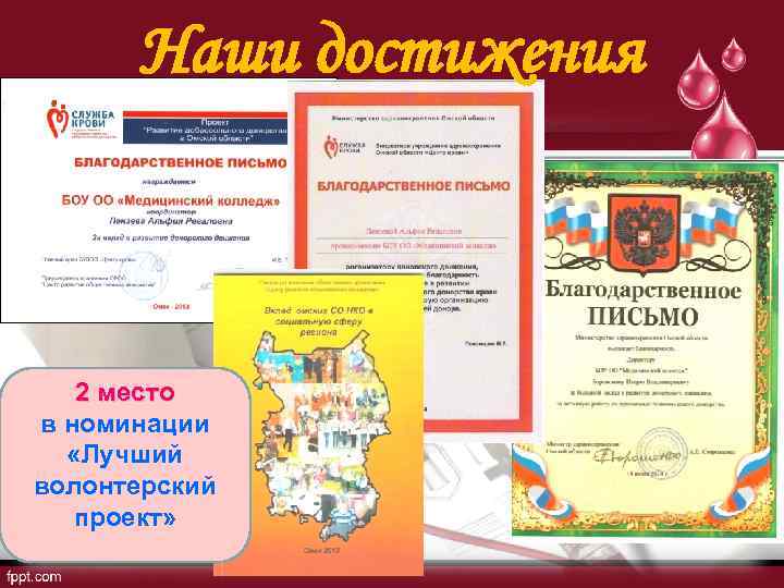 Наши достижения 2 место в номинации «Лучший волонтерский проект» 