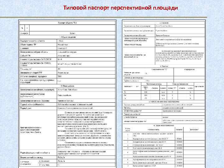 Типовой паспорт перспективной площади 