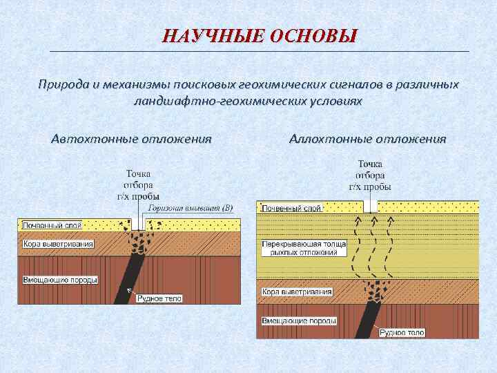 НАУЧНЫЕ ОСНОВЫ Природа и механизмы поисковых геохимических сигналов в различных ландшафтно-геохимических условиях Автохтонные отложения