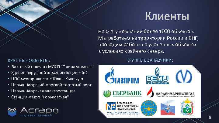  КРУПНЫЕ ОБЪЕКТЫ: • Вахтовый поселок МЛСП 