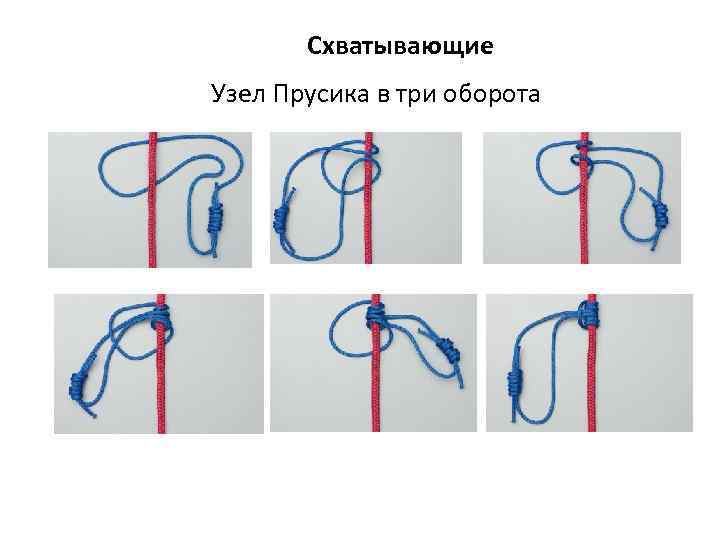 Схватывающие Узел Прусика в три оборота 