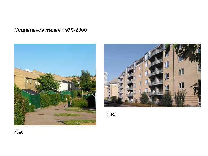 Социальное жилье 1975 -2000 1995 1986 