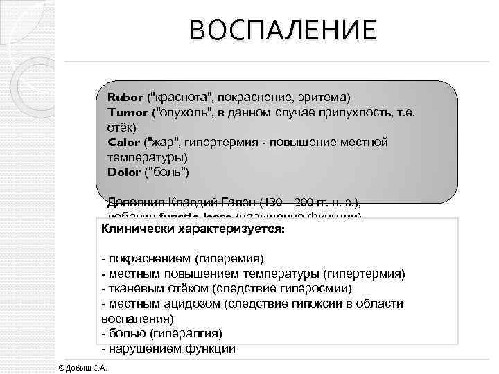 ВОСПАЛЕНИЕ Rubor (