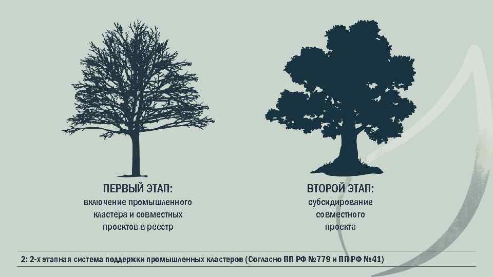ПЕРВЫЙ ЭТАП: ВТОРОЙ ЭТАП: включение промышленного кластера и совместных проектов в реестр субсидирование совместного