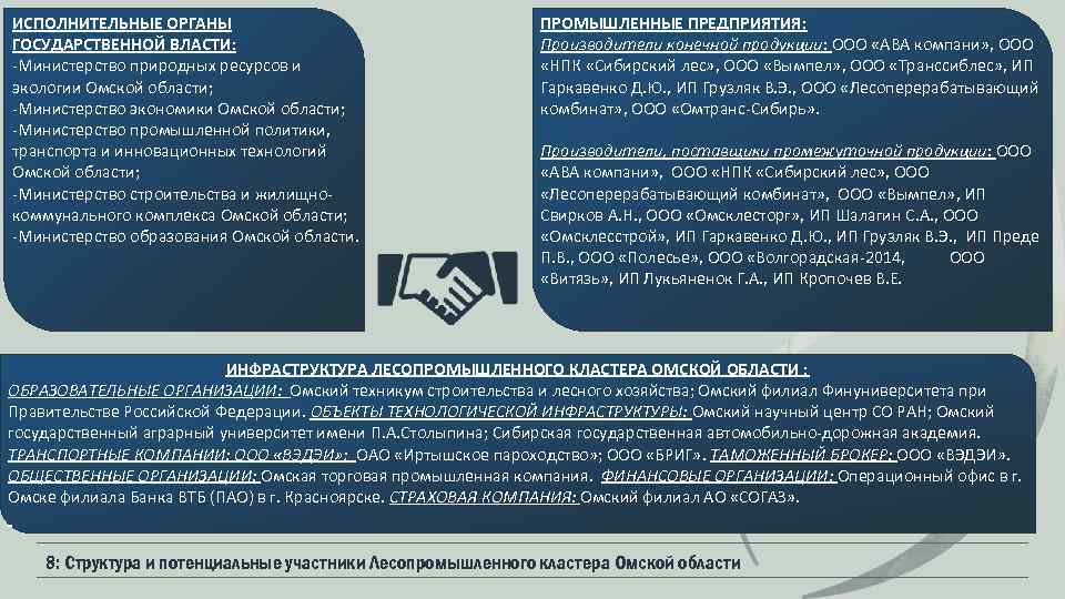 ИСПОЛНИТЕЛЬНЫЕ ОРГАНЫ ГОСУДАРСТВЕННОЙ ВЛАСТИ: -Министерство природных ресурсов и экологии Омской области; -Министерство экономики Омской