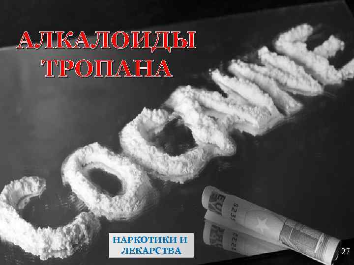 АЛКАЛОИДЫ ТРОПАНА НАРКОТИКИ И ЛЕКАРСТВА 27 