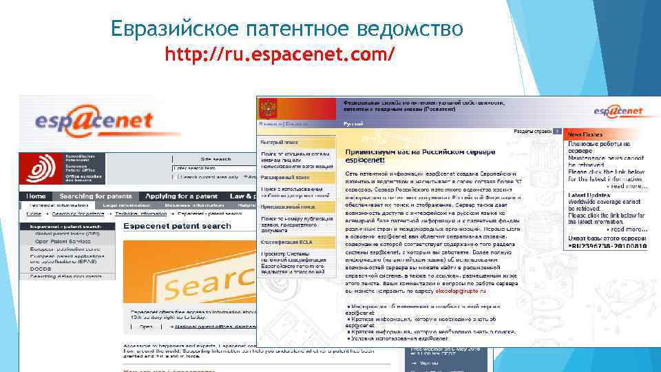 Евразийское патентное ведомство http: //ru. espacenet. com/ 