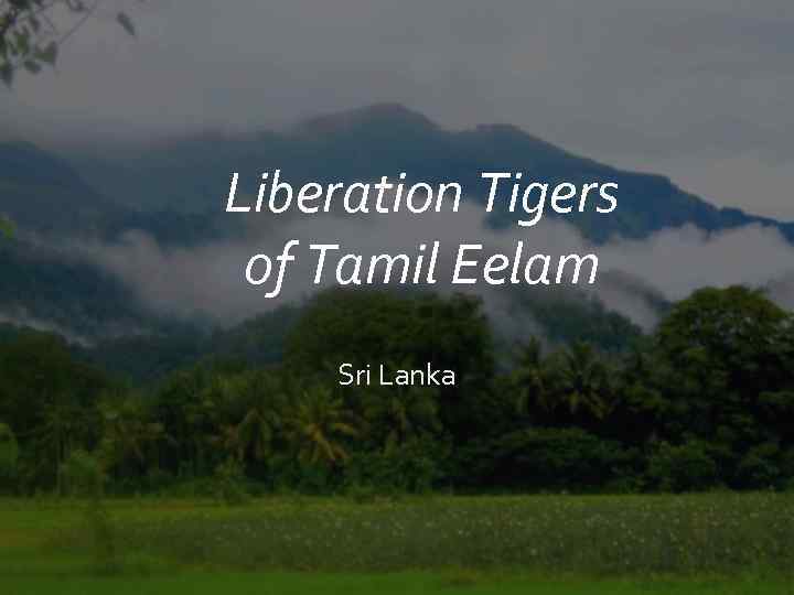 Liberation Tigers of Tamil Eelam Sri Lanka 