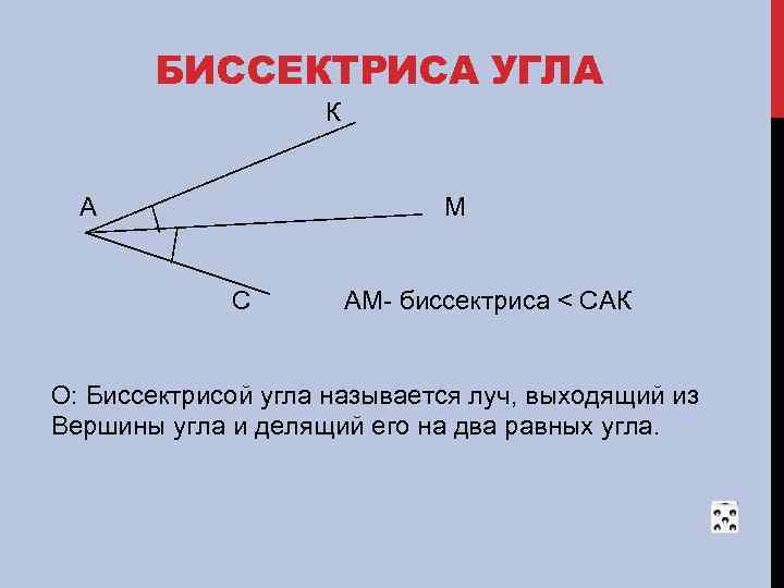 Признак биссектрисы угла