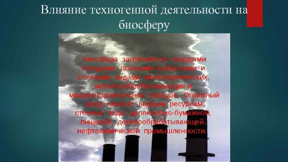Влияние техногенной деятельности на биосферу 