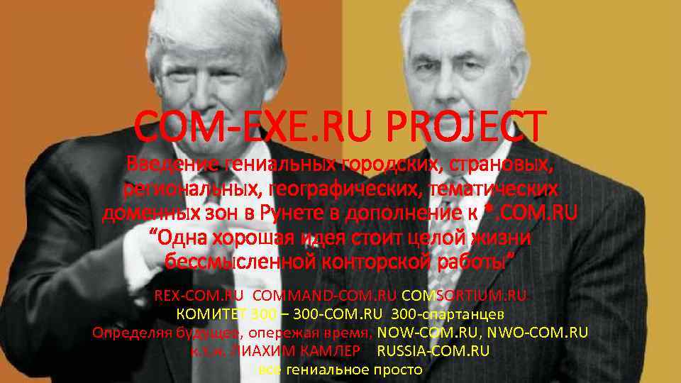 COM-EXE. RU PROJECT Введение гениальных городских, страновых, региональных, географических, тематических доменных зон в Рунете