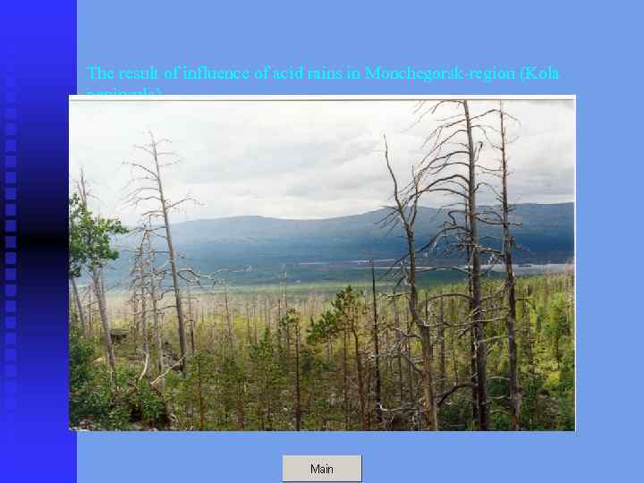 The result of influence of acid rains in Monchegorsk-region (Kola peninsula) 