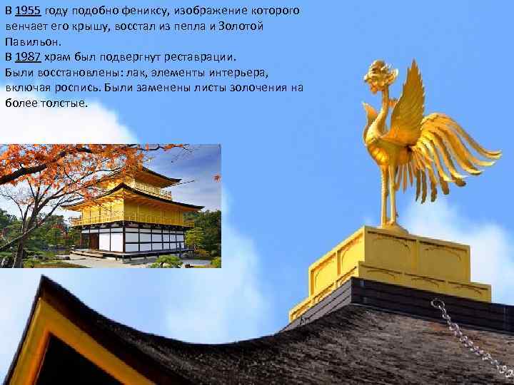 В 1955 году подобно фениксу, изображение которого венчает его крышу, восстал из пепла и