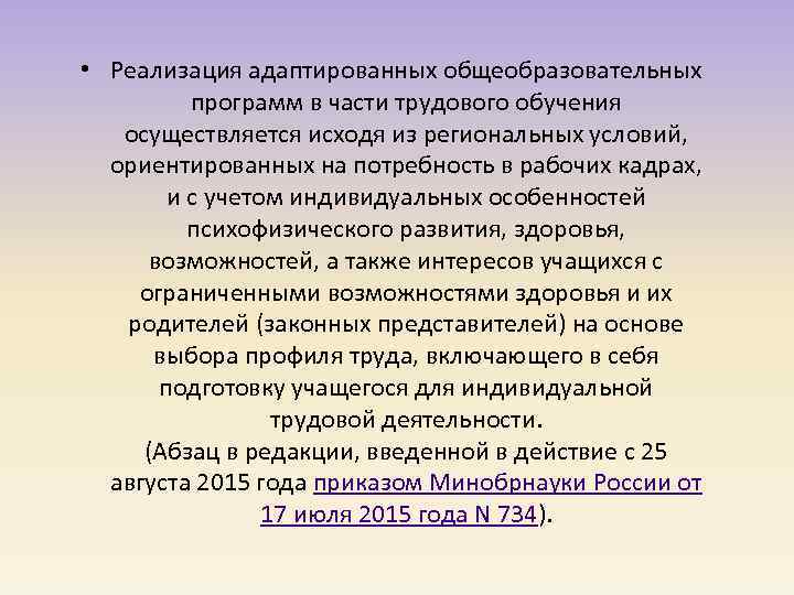 Процесс реализации адаптированных образовательных программ