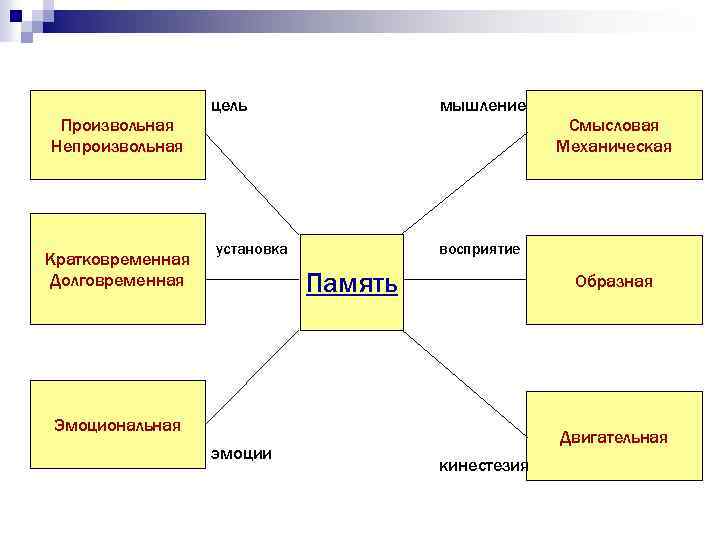 Цель мышления. Произвольные и непроизвольные Познавательные процессы. Произвольное и непроизвольное мышление. Виды памяти кратковременная непроизвольная. Память образная смысловая механическая.