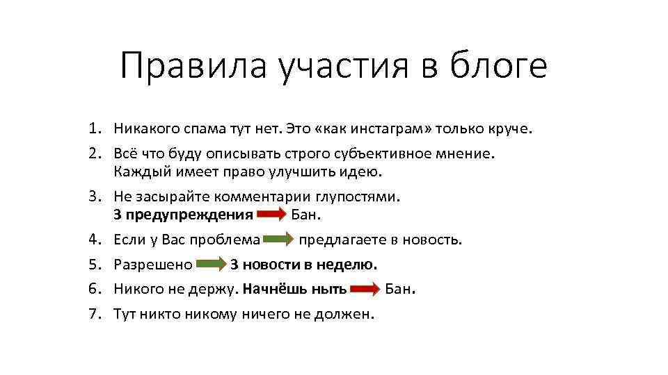 Правила участия в блоге 1. Никакого спама тут нет. Это «как инстаграм» только круче.