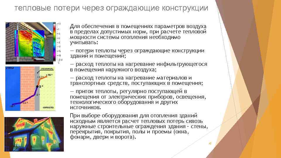тепловые потери через ограждающие конструкции Для обеспечения в помещениях параметров воздуха в пределах допустимых