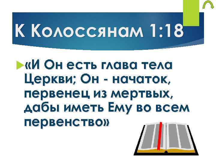 К Колоссянам 1: 18 «И Он есть глава тела Церкви; Он - начаток, первенец