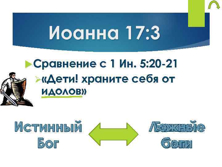 Иоанна 17: 3 Сравнение с 1 Ин. 5: 20 -21 Ø «Дети! храните себя