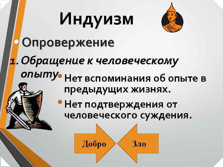 Индуизм • Опровержение 1. Обращение к человеческому опыту • Нет вспоминания об опыте в