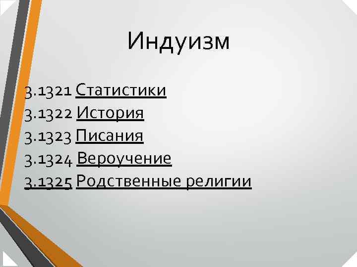 Индуизм 3. 1321 Статистики 3. 1322 История 3. 1323 Писания 3. 1324 Вероучение 3.