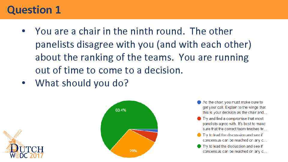 Question 1 • You are a chair in the ninth round. The other panelists