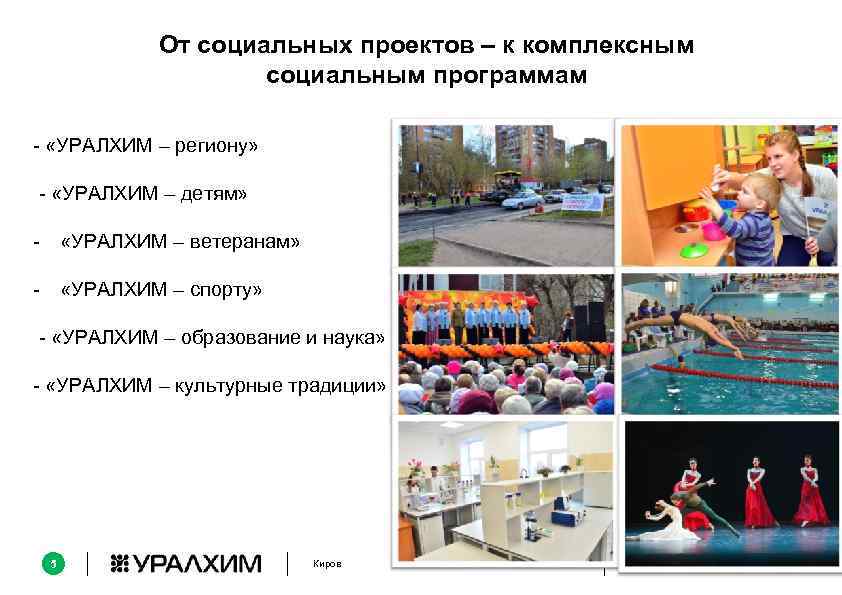 От социальных проектов – к комплексным социальным программам - «УРАЛХИМ – региону» - «УРАЛХИМ