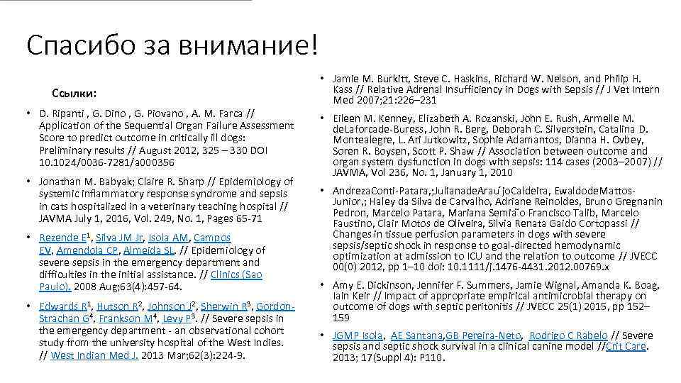 Спасибо за внимание! Ссылки: • D. Ripanti , G. Dino , G. Piovano ,