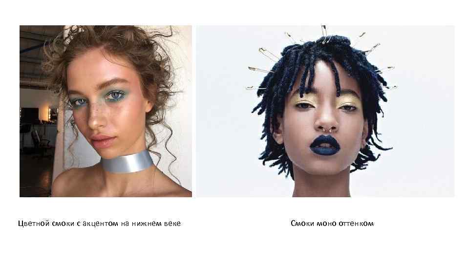 Цветной смоки с акцентом на нижнем веке Смоки моно оттенком 