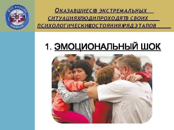 О КАЗАВШИЕСЯ ЭКСТРЕМАЛЬНЫХ В СИТУАЦИЯХ ЛЮДИ ПРОХОДЯТВ СВОИХ ПСИХОЛОГИЧЕСКИХ СОСТОЯНИЯХ РЯД ЭТАПОВ 1. ЭМОЦИОНАЛЬНЫЙ