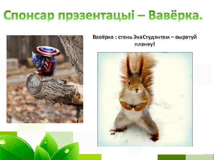 Вавёрка : стань Эка. Студэнтам – выратуй планеу! 